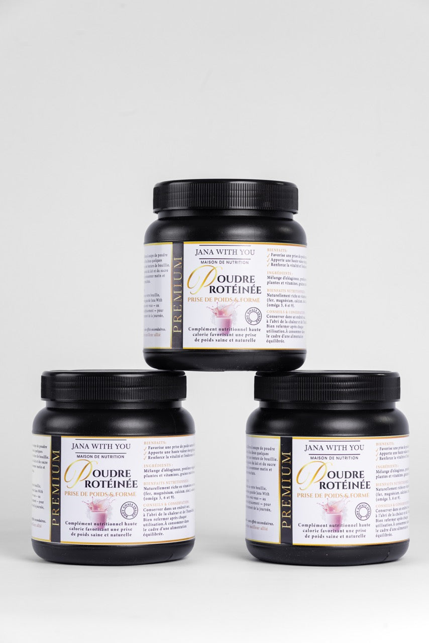 Trio poudre protéinée Prise de poids et formes (2 en 1)